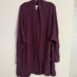 Leith Womens Dolman Sleeve Long Cardigan Open Front Slouch Ribbed Knit NWT 1X